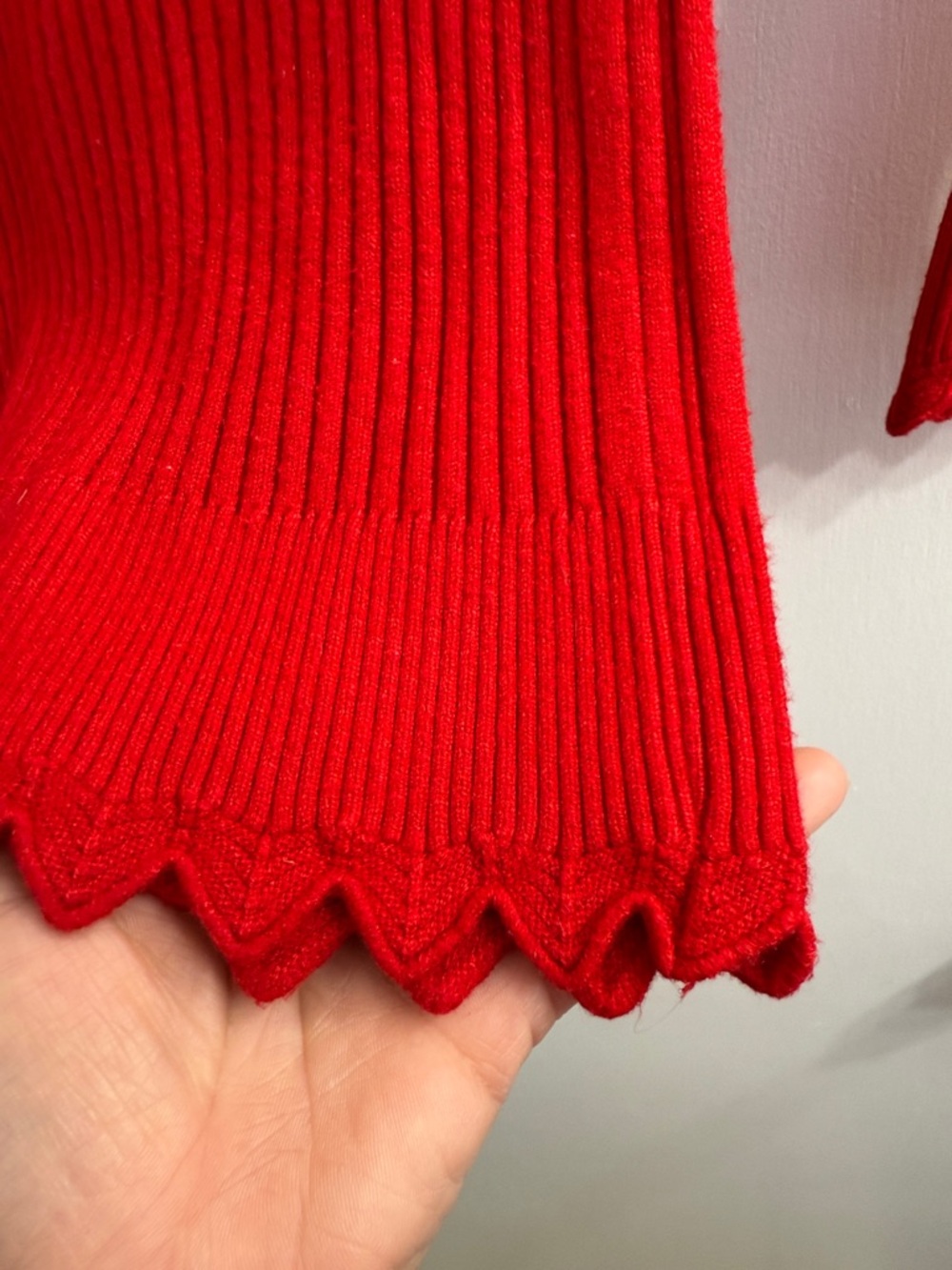 Red Ribbed Mock Neck Sweater - Picture 7 of 10
